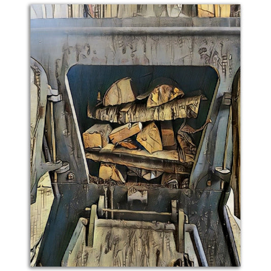 Wood stove ready - printed on wood 16x20"