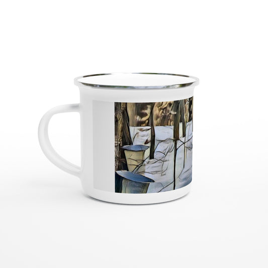 The Cabin mug 12oz Enamel with Maple cans